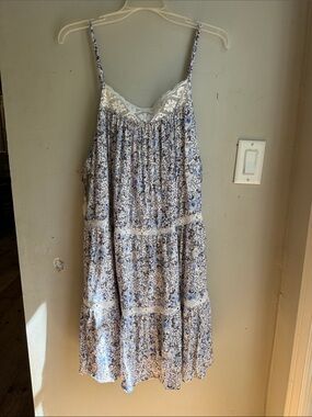 Wallflower Blue and White Floral Tiered Sundress xl